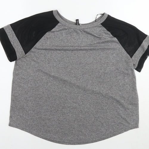 Divided by H&M Womens Grey Polyester Basic T-Shirt Size L Round Neck