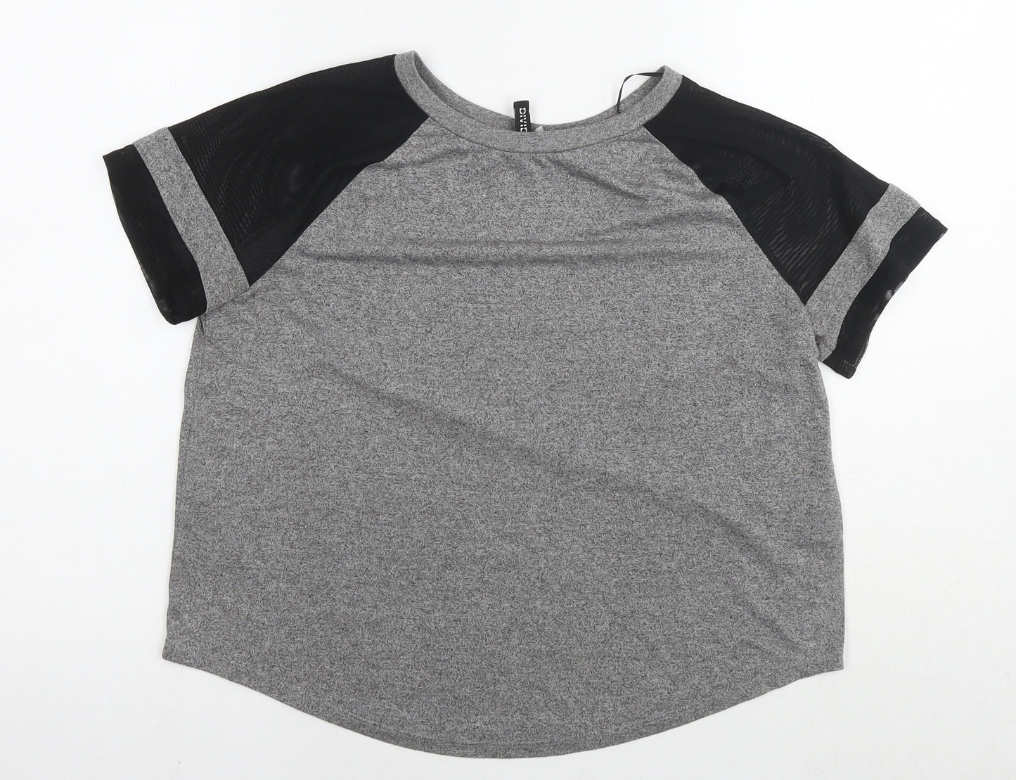 Divided by H&M Womens Grey Polyester Basic T-Shirt Size L Round Neck