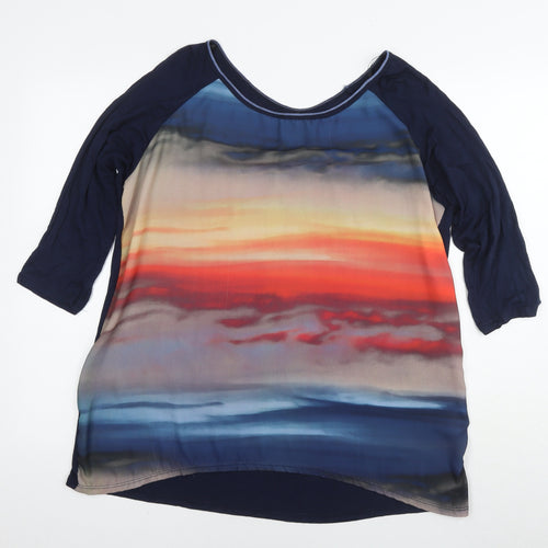 Edista Womens Multicoloured Polyester Basic T-Shirt Size XL Round Neck