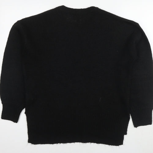 New Look Womens Black Round Neck Acrylic Pullover Jumper Size M