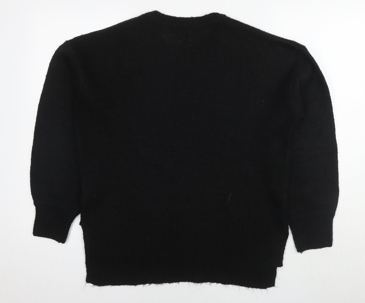 New Look Womens Black Round Neck Acrylic Pullover Jumper Size M