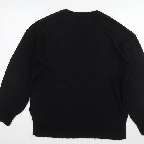 New Look Womens Black Round Neck Acrylic Pullover Jumper Size M