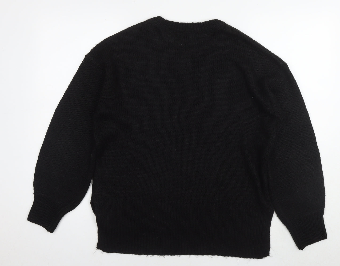 New Look Womens Black Round Neck Acrylic Pullover Jumper Size M