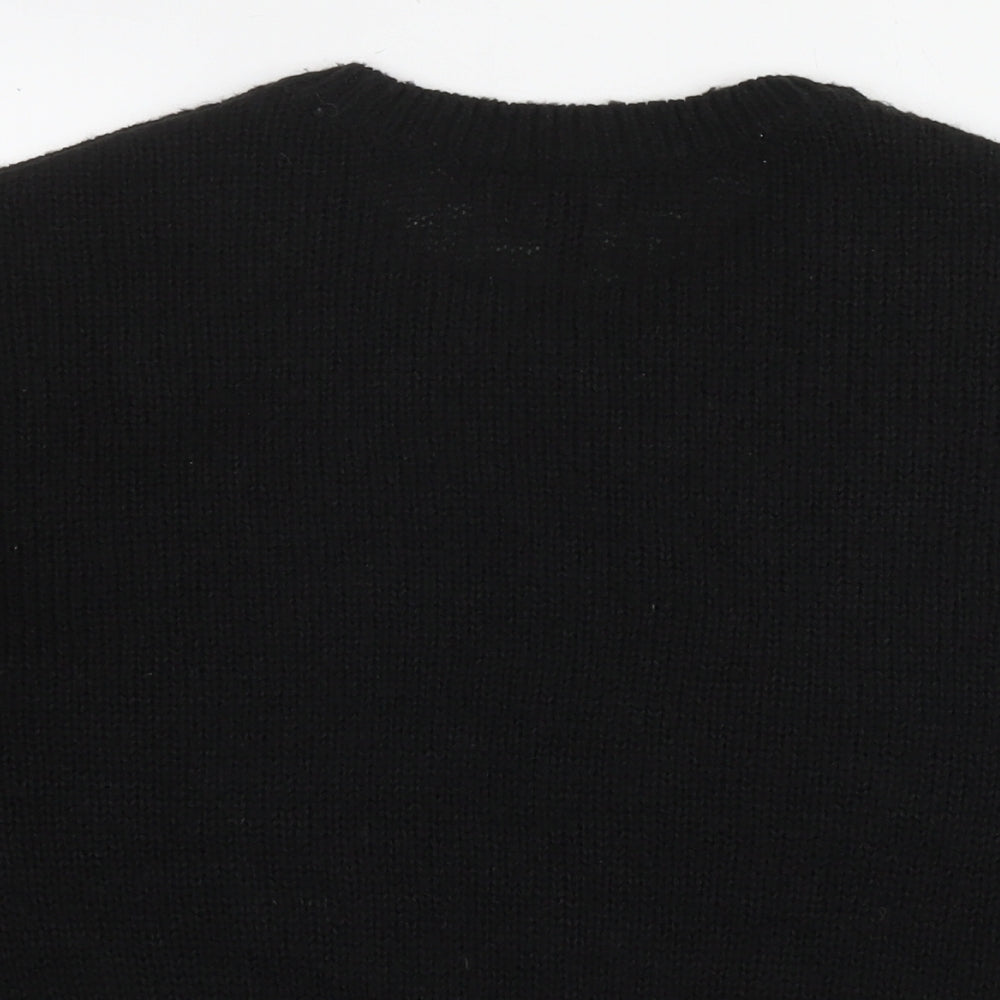 New Look Womens Black Round Neck Acrylic Pullover Jumper Size M