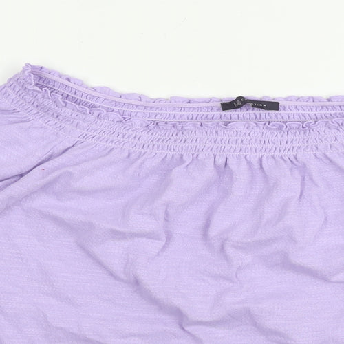 Marks and Spencer Womens Purple Cotton Basic T-Shirt Size 12 Boat Neck