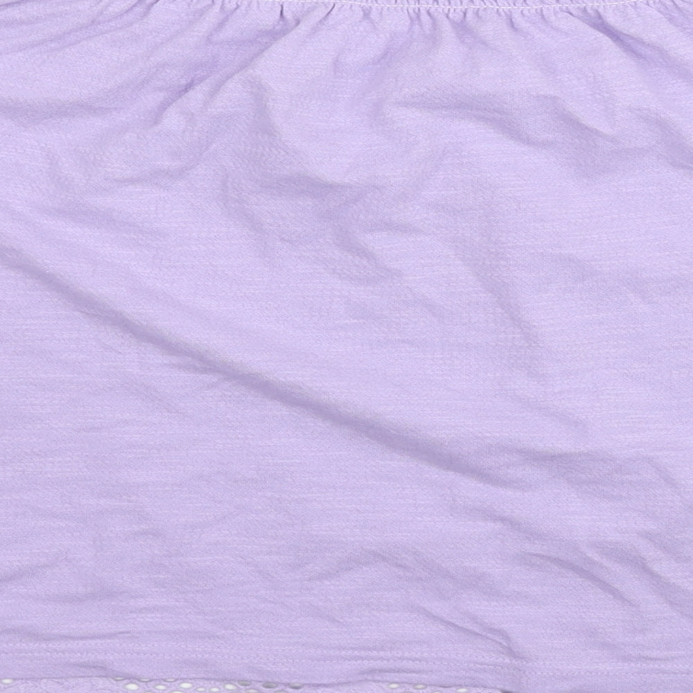 Marks and Spencer Womens Purple Cotton Basic T-Shirt Size 12 Boat Neck
