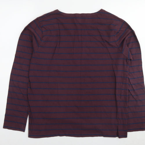 Debenhams Mens Brown Striped Cotton T-Shirt Size M Round Neck