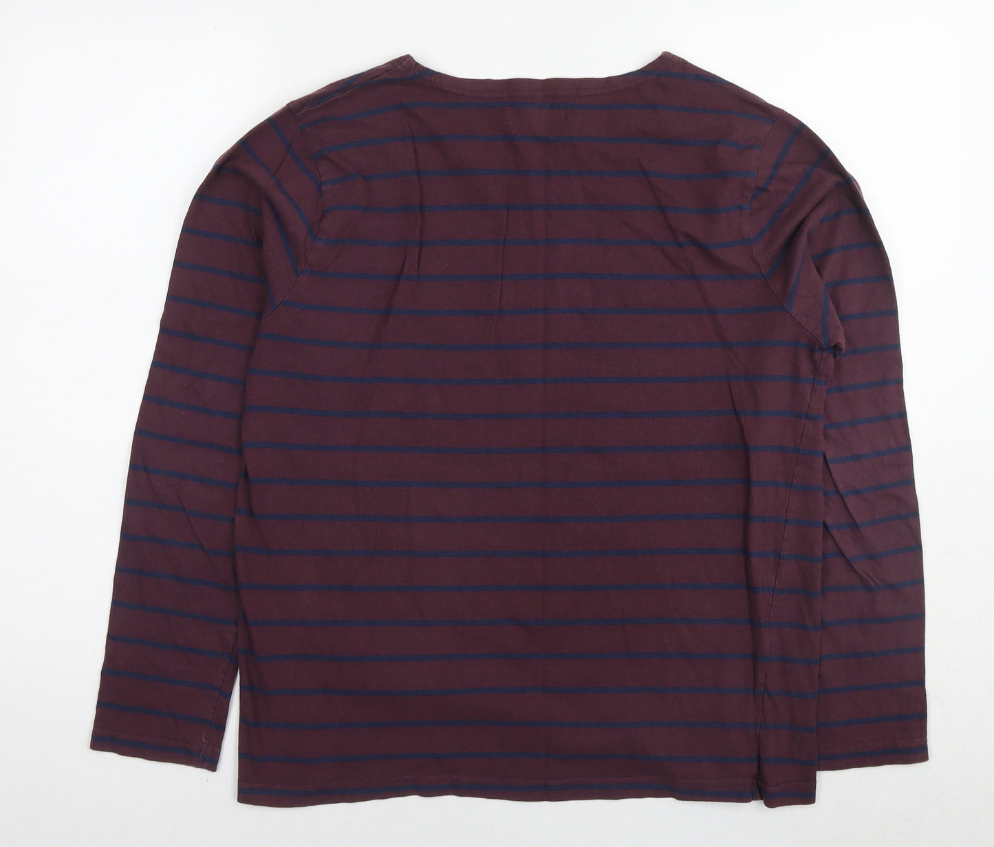 Debenhams Mens Brown Striped Cotton T-Shirt Size M Round Neck
