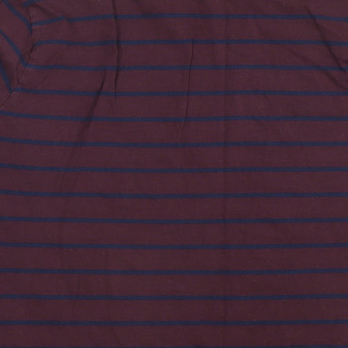 Debenhams Mens Brown Striped Cotton T-Shirt Size M Round Neck