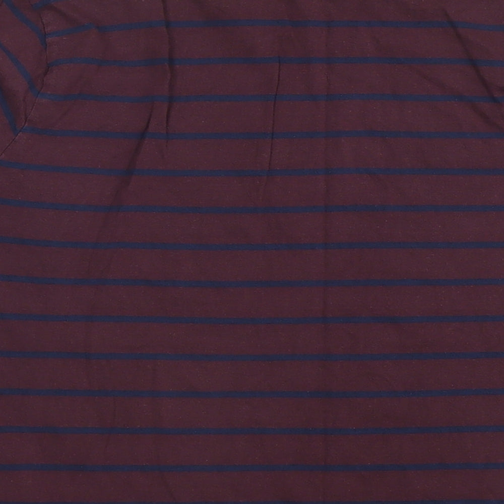 Debenhams Mens Brown Striped Cotton T-Shirt Size M Round Neck