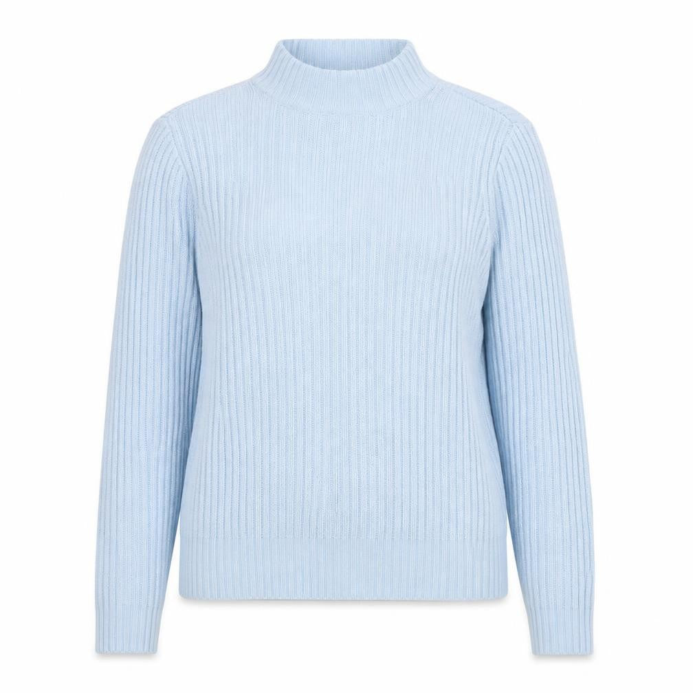 Front view of Divided by H&M women’s blue round neck acrylic jumper, size M