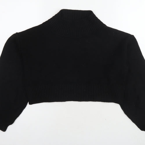 PRETTYLITTLETHING Womens Black Round Neck Acrylic Pullover Jumper Size S - Cropped