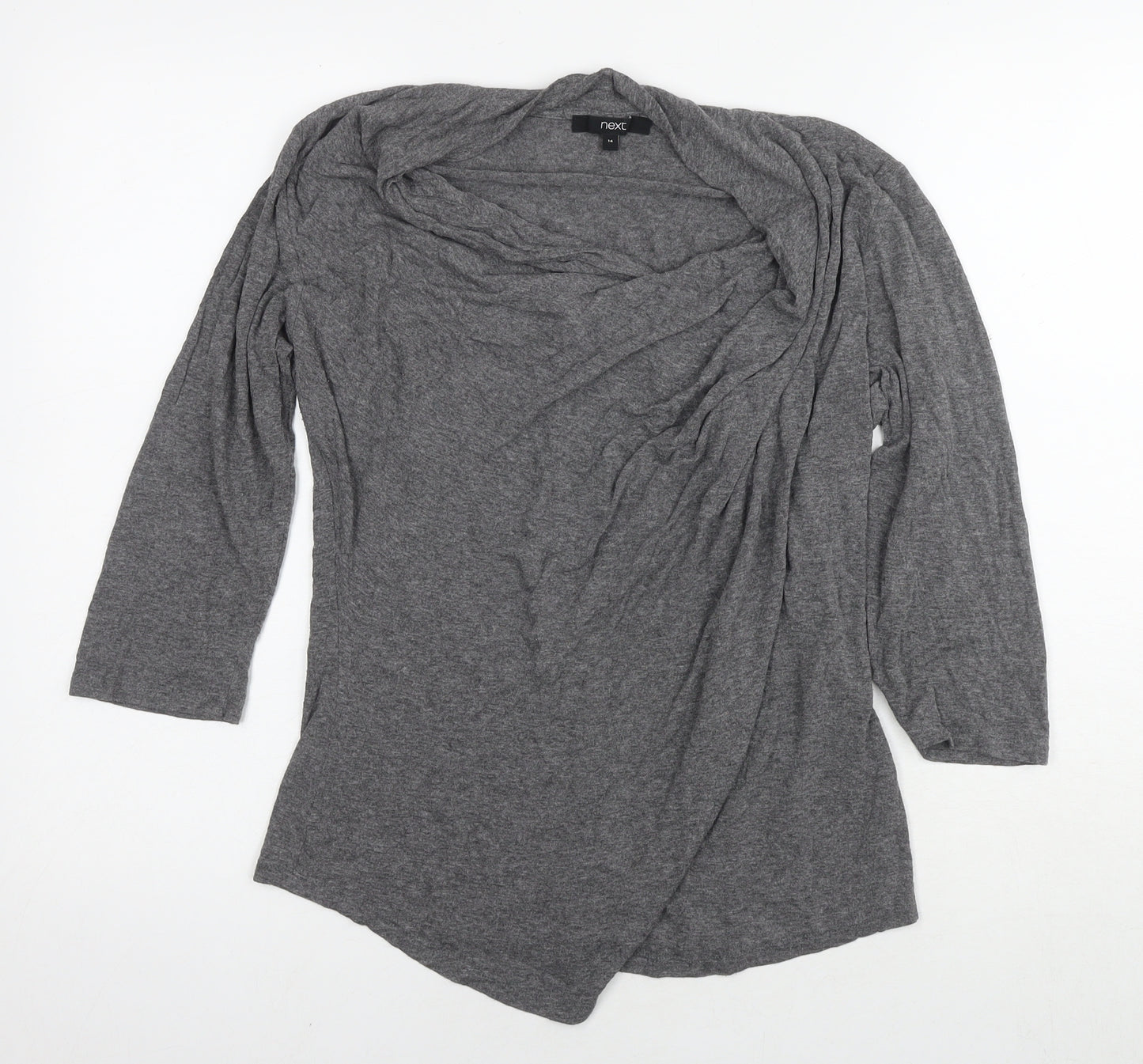 NEXT Womens Grey Viscose Basic Blouse Size 14 Round Neck