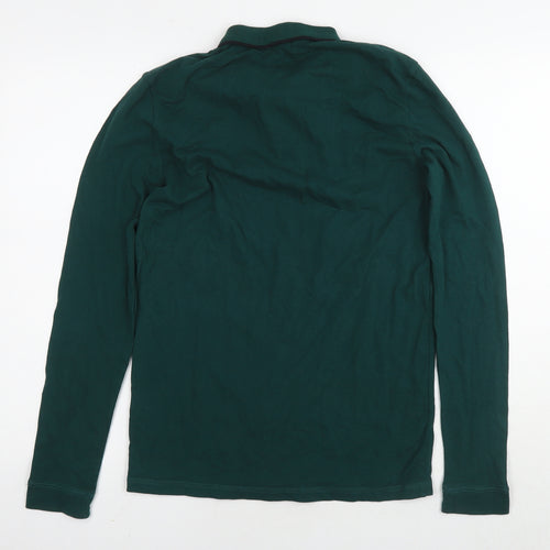 Topman Mens Green Cotton Polo Size S Collared Pullover