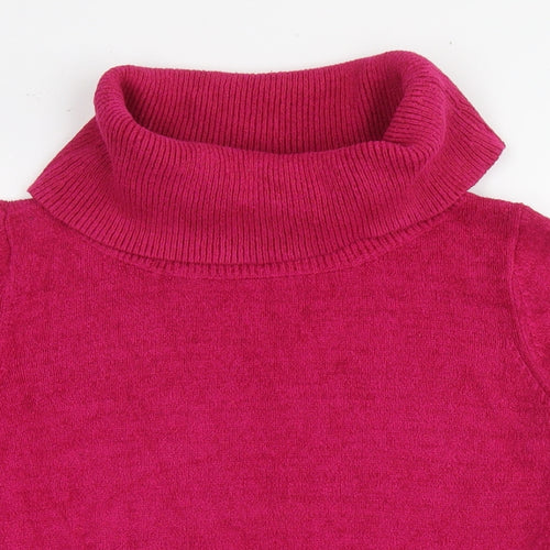 Marks and Spencer Womens Pink Roll Neck Viscose Pullover Jumper Size 14