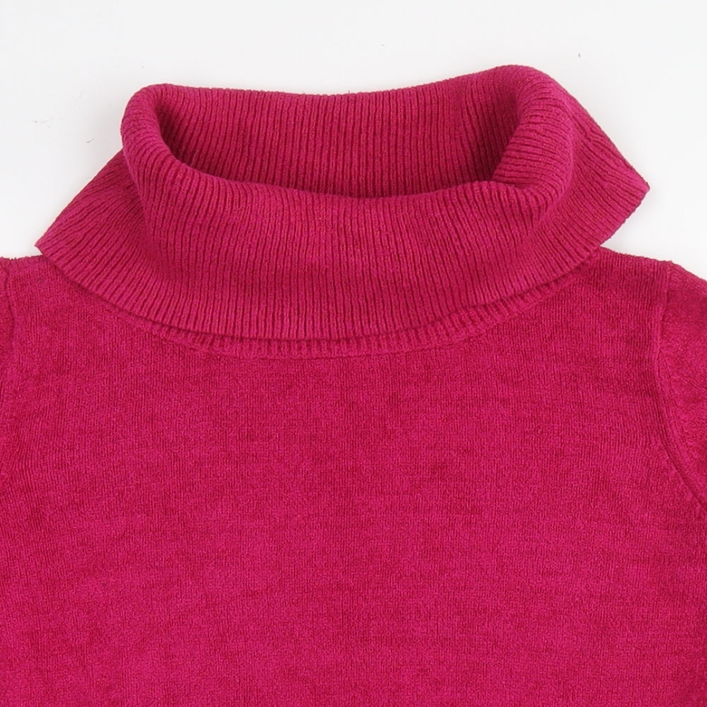 Marks and Spencer Womens Pink Roll Neck Viscose Pullover Jumper Size 14