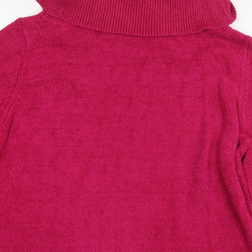 Marks and Spencer Womens Pink Roll Neck Viscose Pullover Jumper Size 14