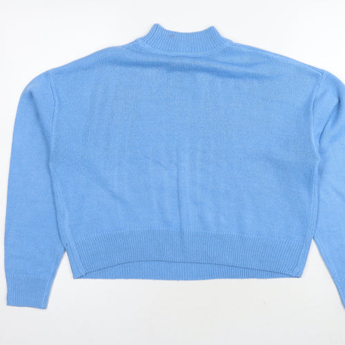 New Look Womens Blue Round Neck Polyester Pullover Jumper Size S