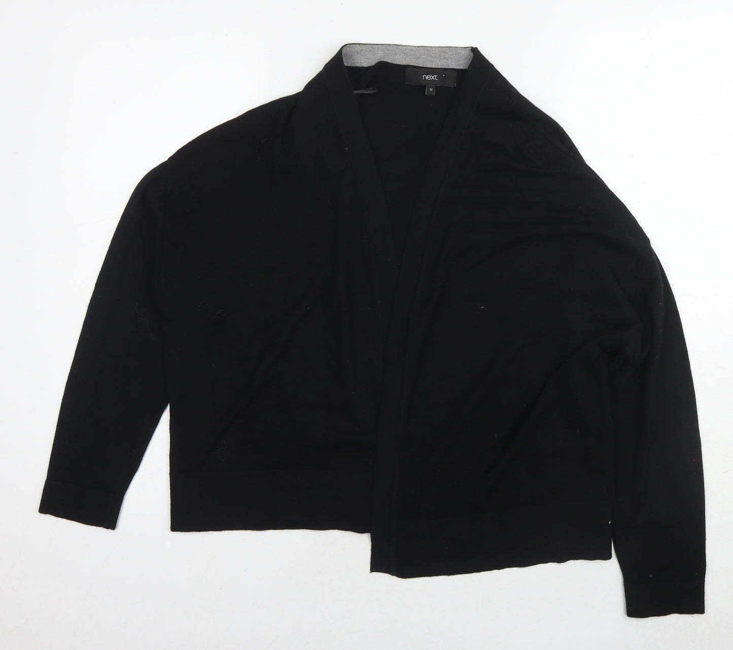 NEXT Womens Black V-Neck Cotton Cape Jumper Size 12