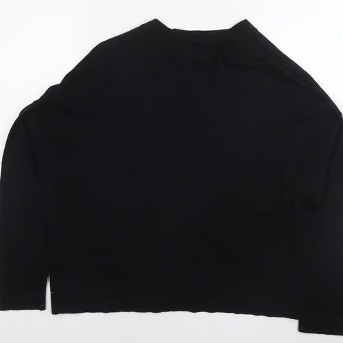 NEXT Womens Black V-Neck Cotton Cape Jumper Size 12