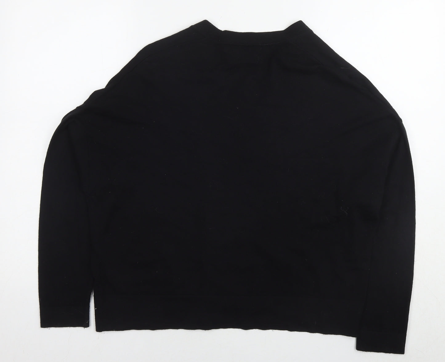 NEXT Womens Black V-Neck Cotton Cape Jumper Size 12
