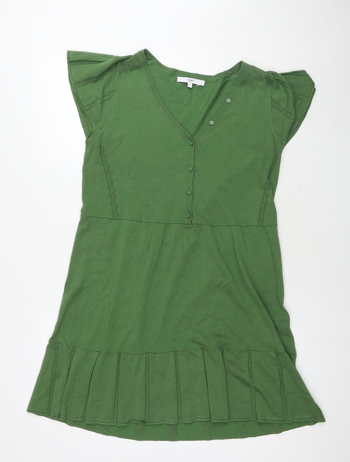 NEXT Womens Green Viscose A-Line Size 14 V-Neck Pullover