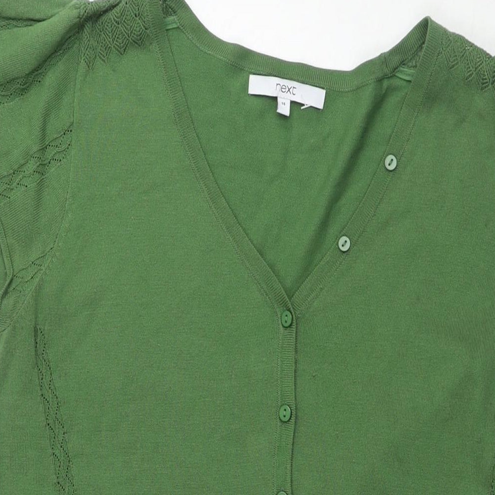 NEXT Womens Green Viscose A-Line Size 14 V-Neck Pullover