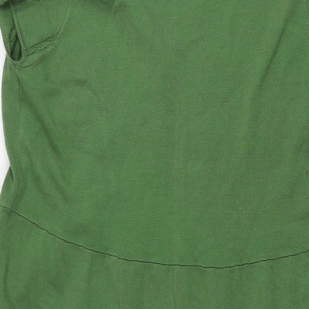 NEXT Womens Green Viscose A-Line Size 14 V-Neck Pullover