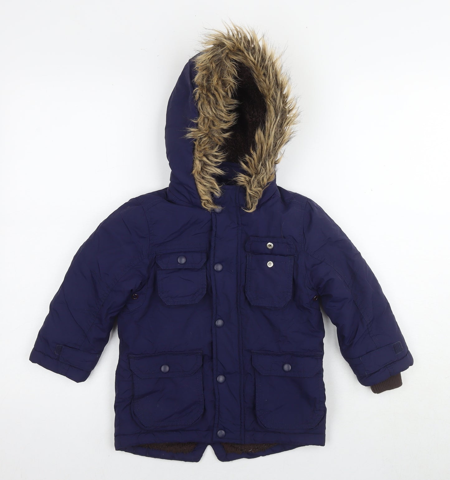 John Lewis Boys Blue Parka Jacket Size 3 Years Zip