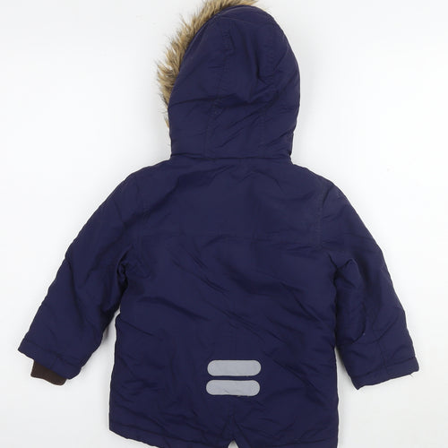 John Lewis Boys Blue Parka Jacket Size 3 Years Zip