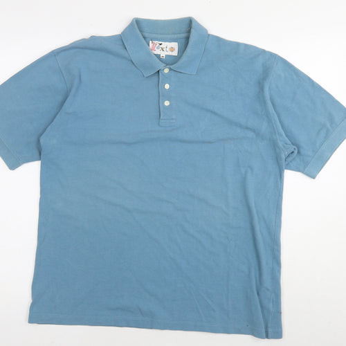 NEXT Mens Blue Cotton Polo Size M Collared Pullover