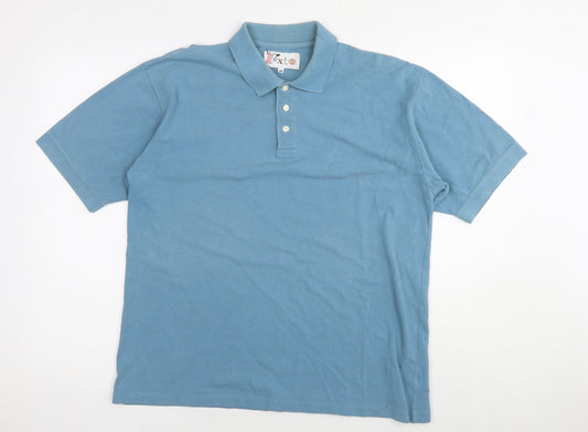 NEXT Mens Blue Cotton Polo Size M Collared Pullover