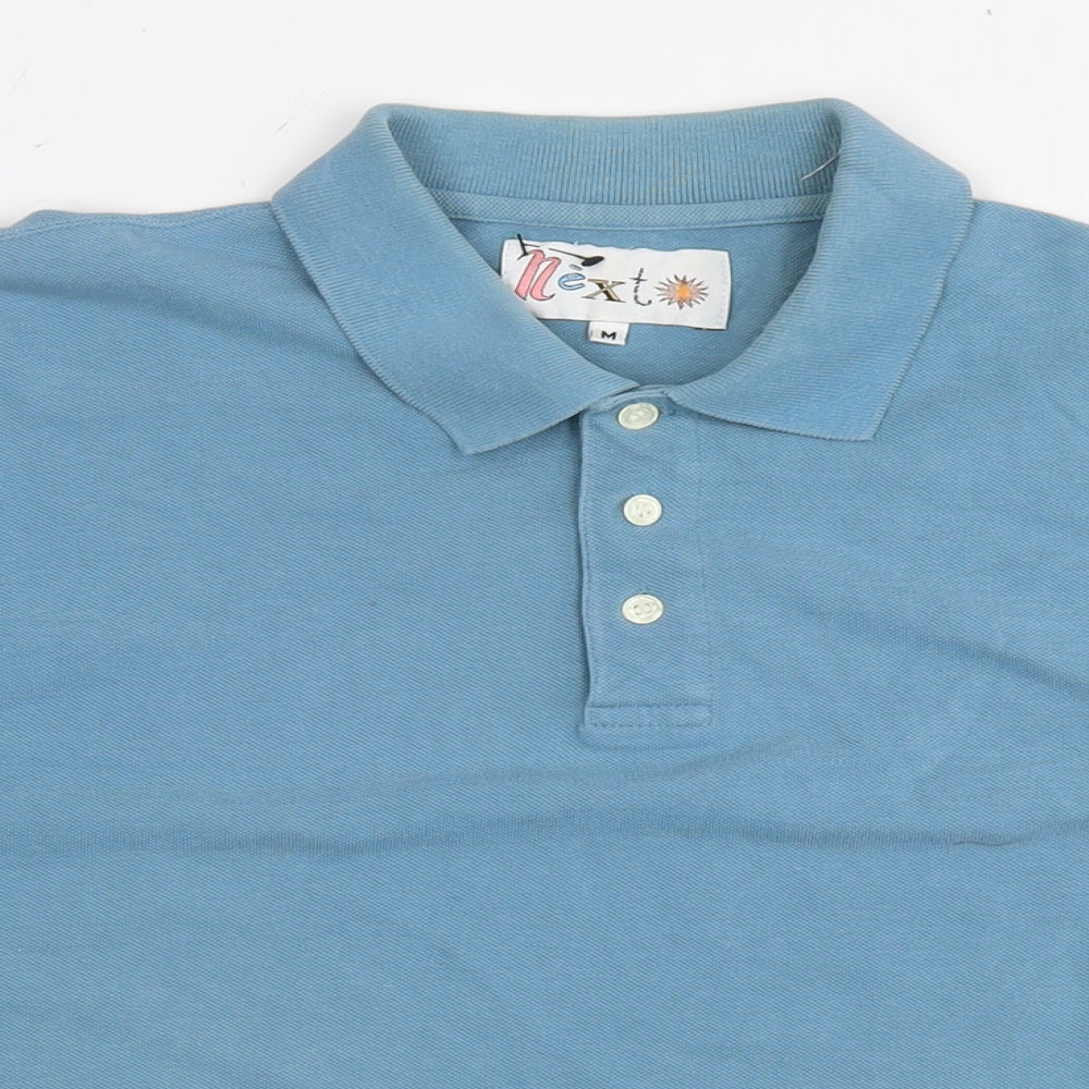 NEXT Mens Blue Cotton Polo Size M Collared Pullover