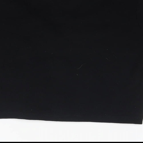 ASOS Womens Black Cotton Cropped T-Shirt Size 14 V-Neck