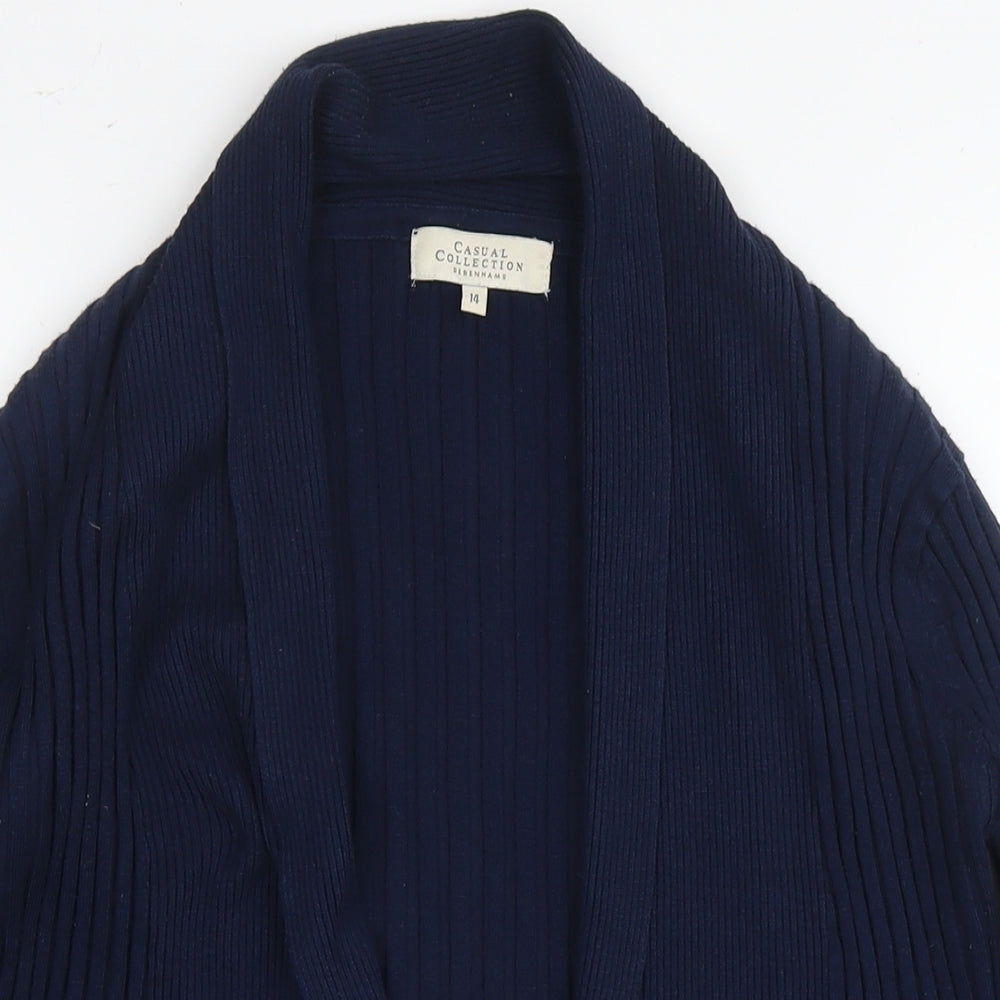 Debenhams Womens Blue V-Neck Viscose Cardigan Jumper Size 14