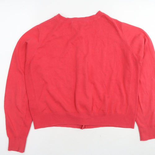 Marks and Spencer Womens Red Round Neck Cotton Cardigan Jumper Size 16