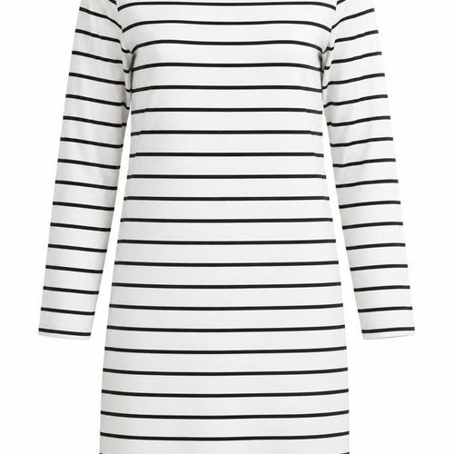 H&M Womens White Striped Viscose Jumper Dress Size M Round Neck Pullover