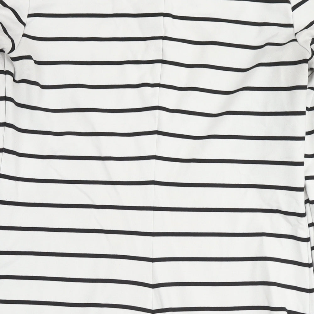 H&M Womens White Striped Viscose Jumper Dress Size M Round Neck Pullover