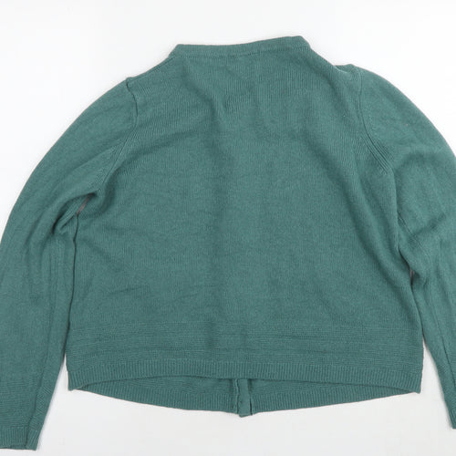 Marks and Spencer Womens Green V-Neck Acrylic Cardigan Jumper Size 16