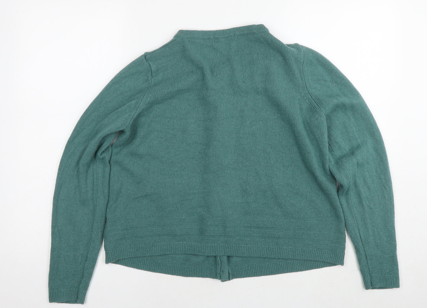 Marks and Spencer Womens Green V-Neck Acrylic Cardigan Jumper Size 16