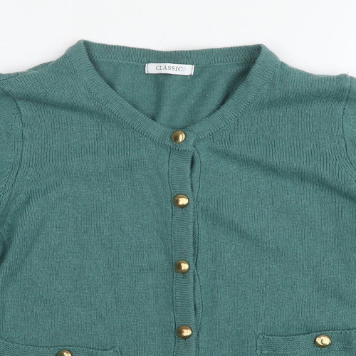 Marks and Spencer Womens Green V-Neck Acrylic Cardigan Jumper Size 16