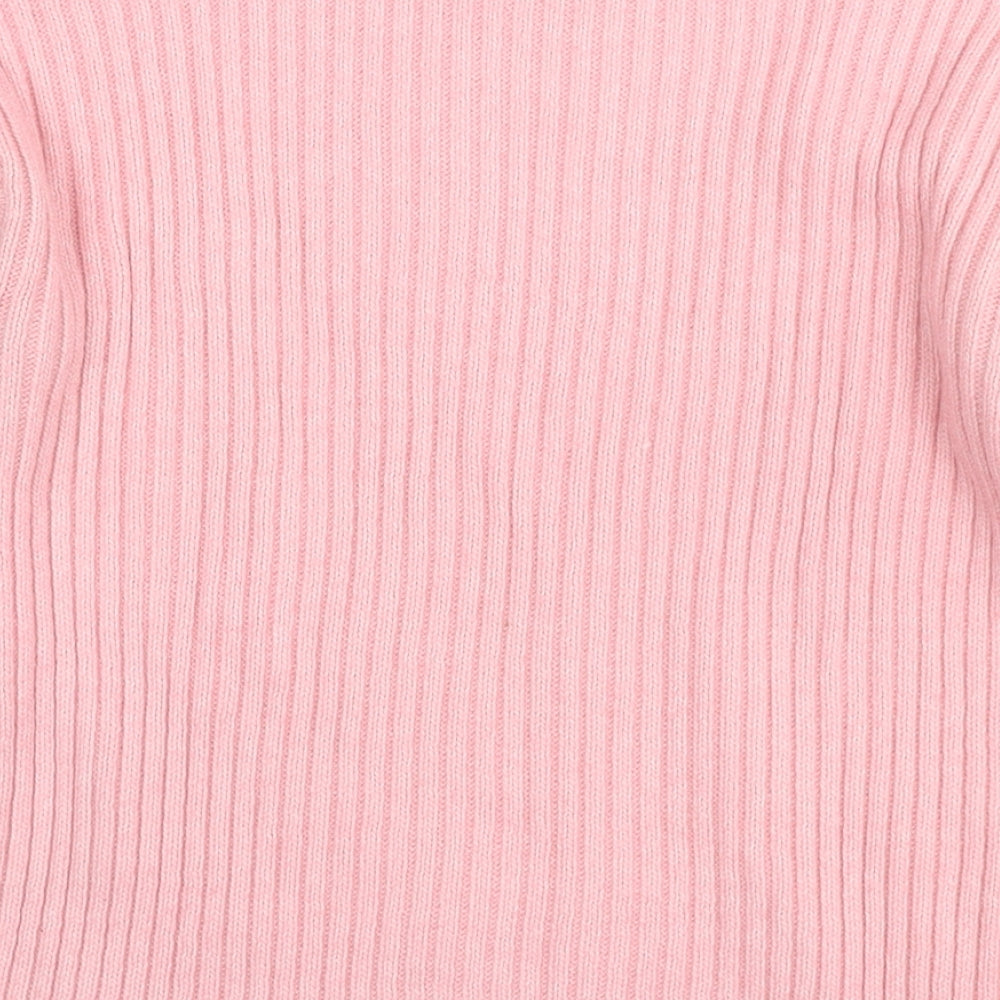 Marks and Spencer Womens Pink Round Neck Polyester Pullover Jumper Size S