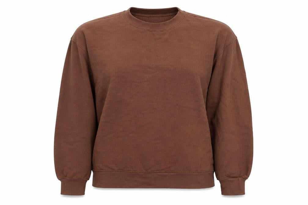 Front view of Zara women’s brown cotton pullover sweatshirt, size S, pullover