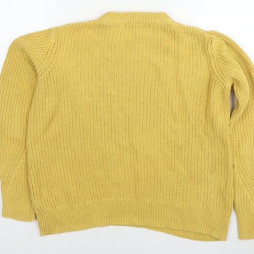 Marks and Spencer Womens Yellow Round Neck Cotton Pullover Jumper Size S