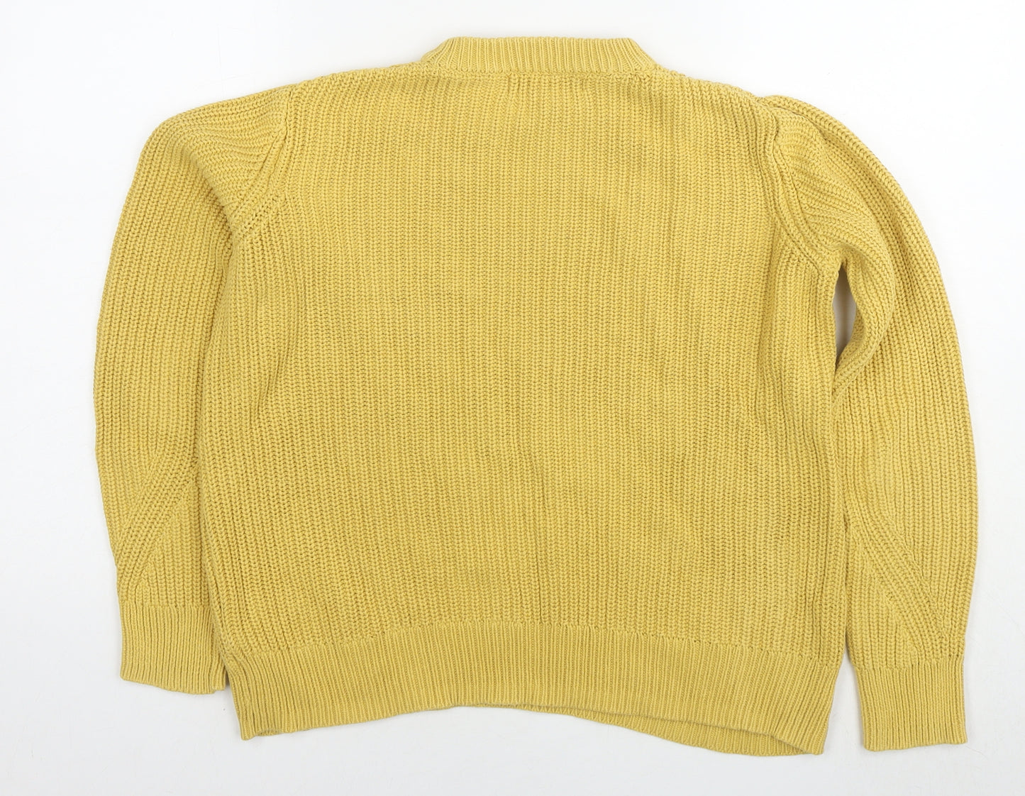 Marks and Spencer Womens Yellow Round Neck Cotton Pullover Jumper Size S