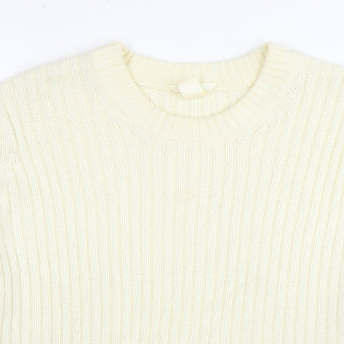 H&M Womens Ivory Round Neck Polyester Pullover Jumper Size L