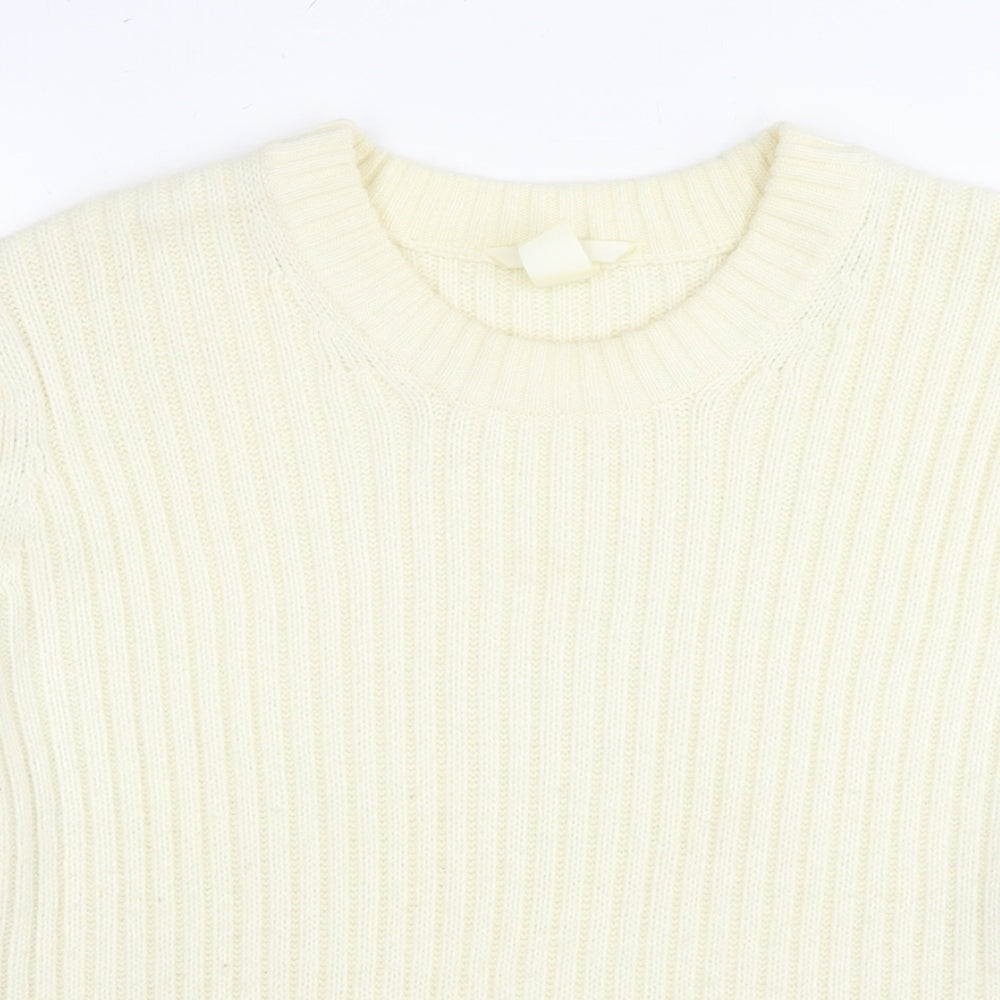 H&M Womens Ivory Round Neck Polyester Pullover Jumper Size L