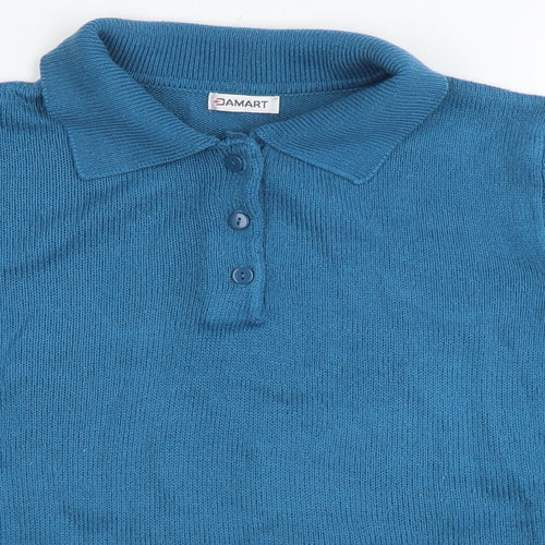 Damart Womens Blue Collared Acrylic Pullover Jumper Size 14 - Size 14-16