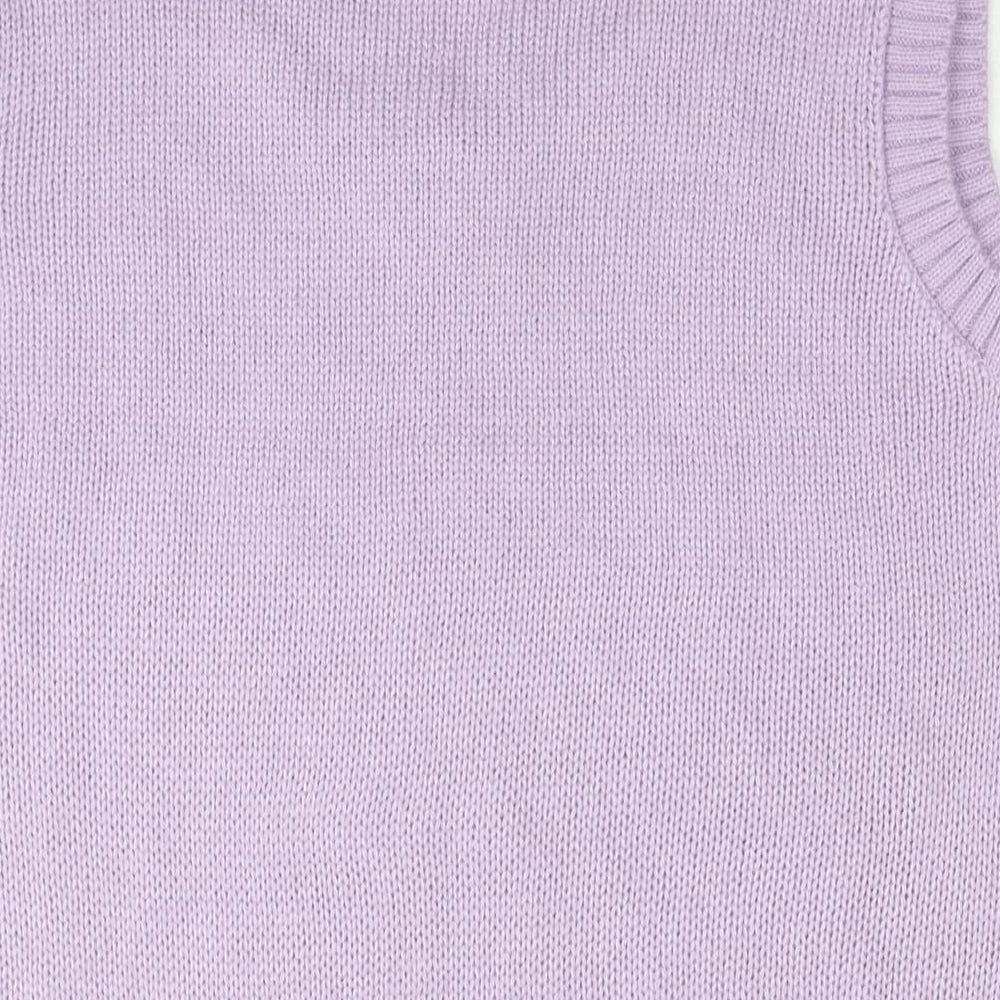 Boohoo Womens Purple V-Neck Acrylic Pullover Jumper Size M