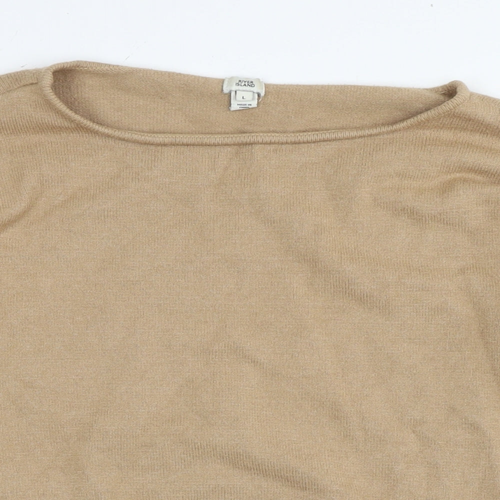 River Island Womens Brown Round Neck Viscose Pullover Jumper Size L